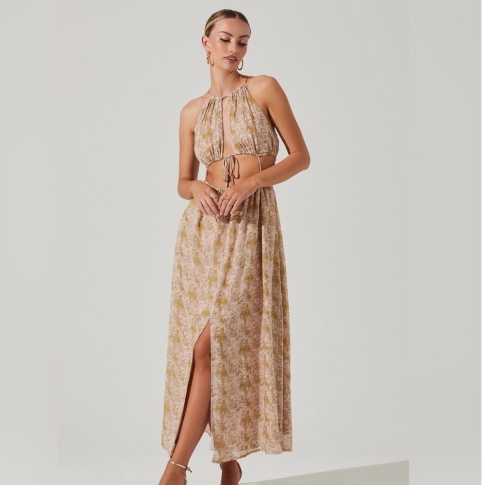 ASTR The Label‎ Green Watercolor Dress Cut Out Small